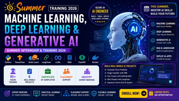 Machine Learning, Deep Learning & Gen AI Summer Internship & Training